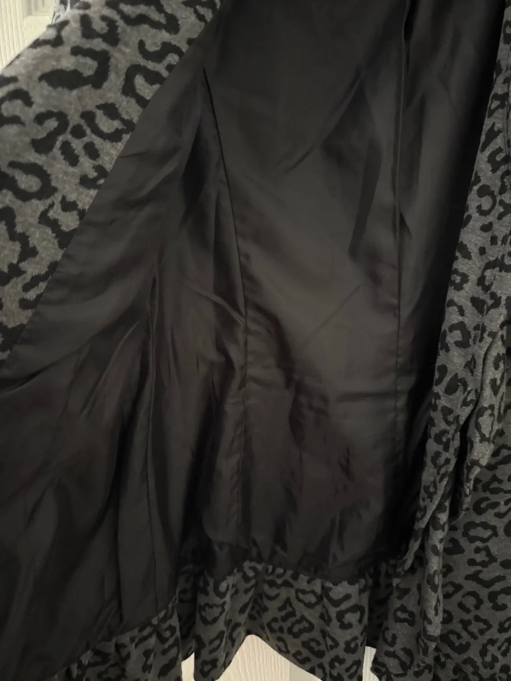 Sandro Gray and Black Leopard Print Ruffle Jacket - Picture 3 of 4
